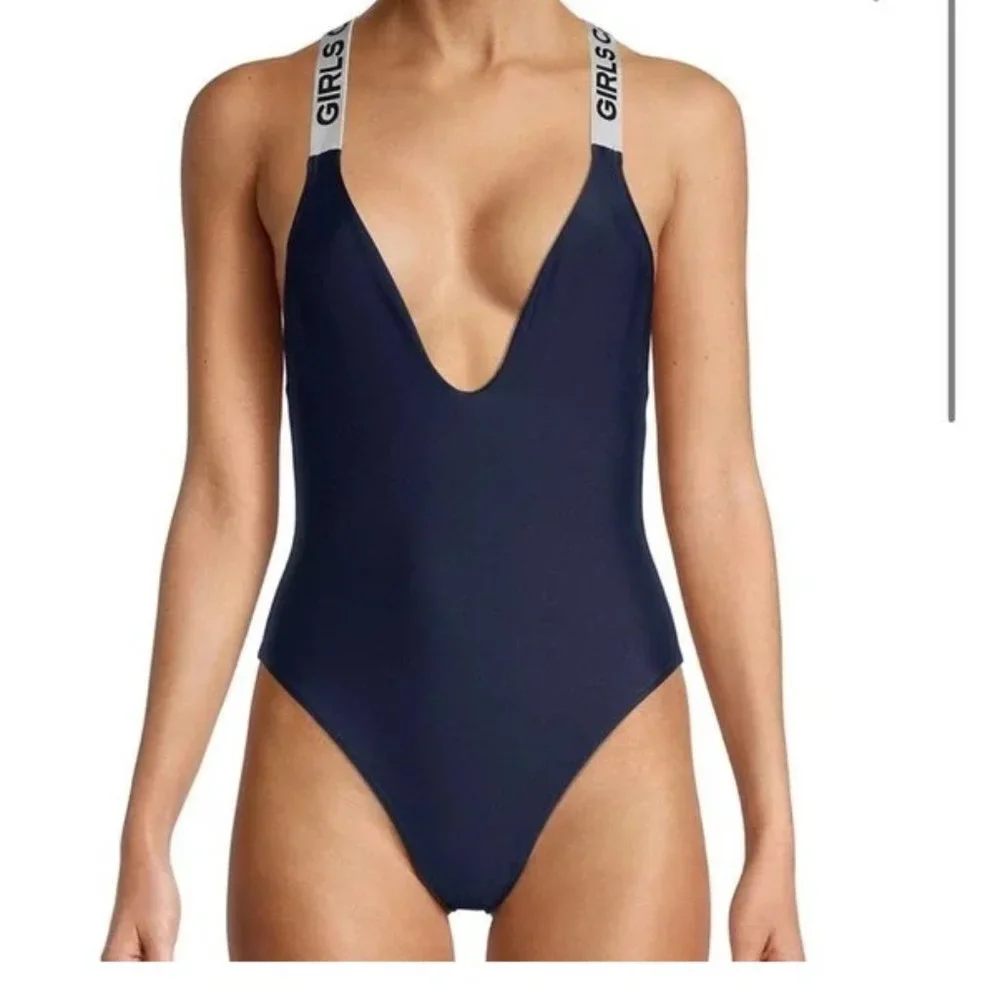New Zadig & Voltaire Girls Can Do Anything Navy One Piece Swimsuit - Picture 2 of 8